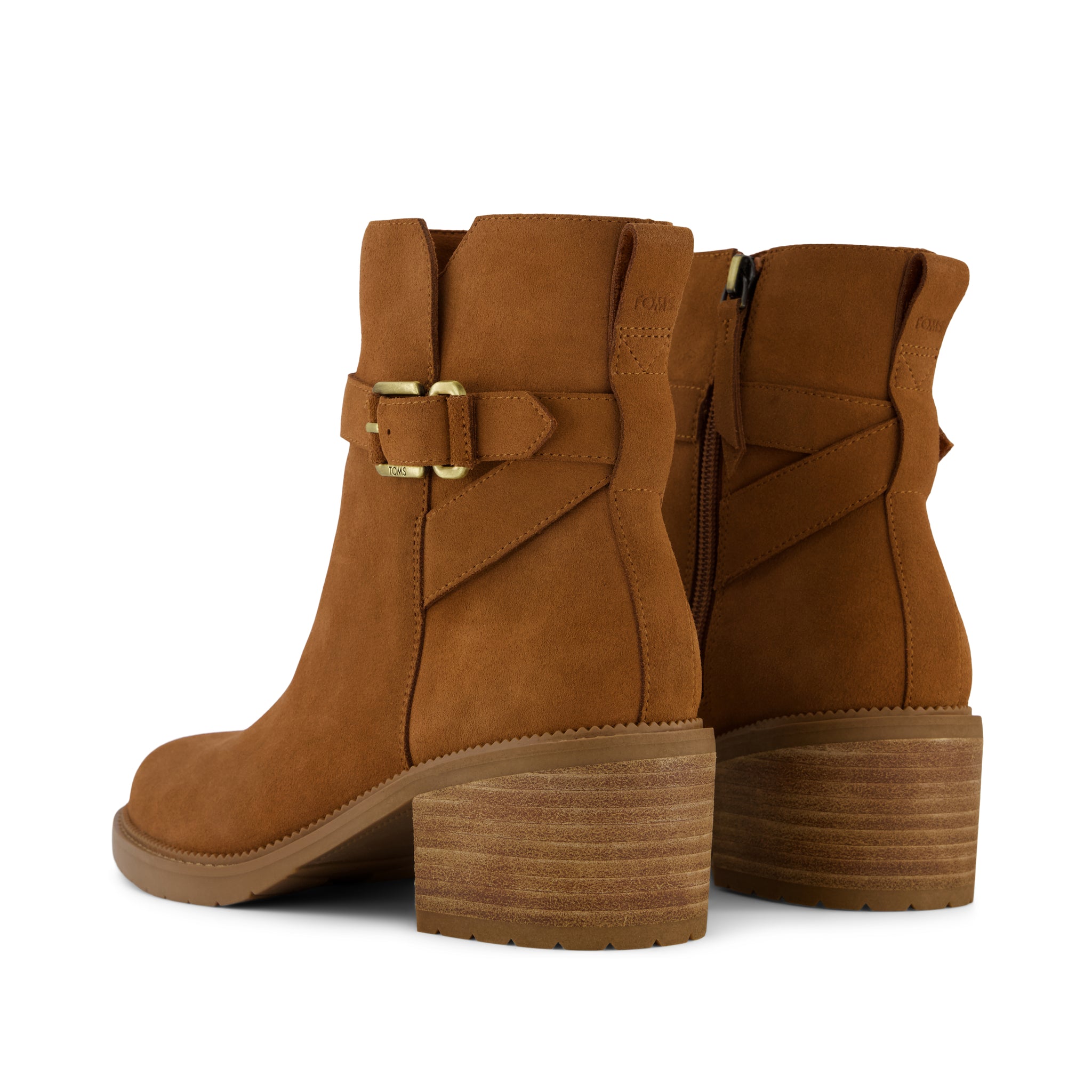 Womens Hailey Buckle Ankle Boot Water Resistant Amber Brown Suede - Image 4