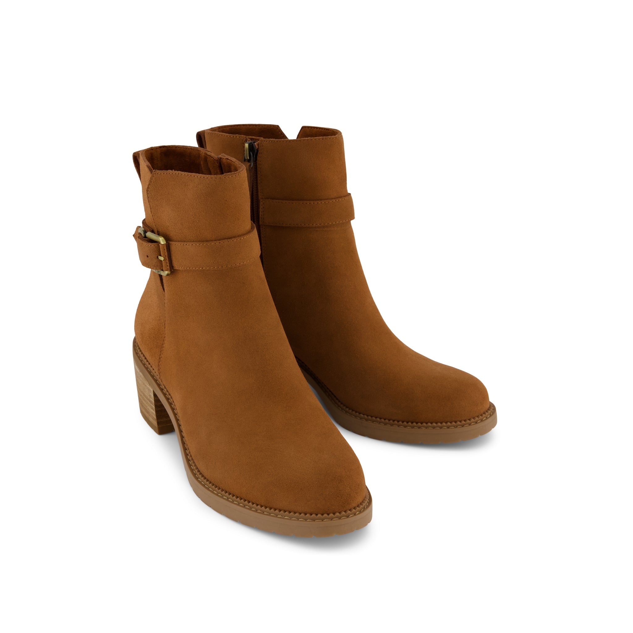 Womens Hailey Buckle Ankle Boot Water Resistant Amber Brown Suede - Image 3