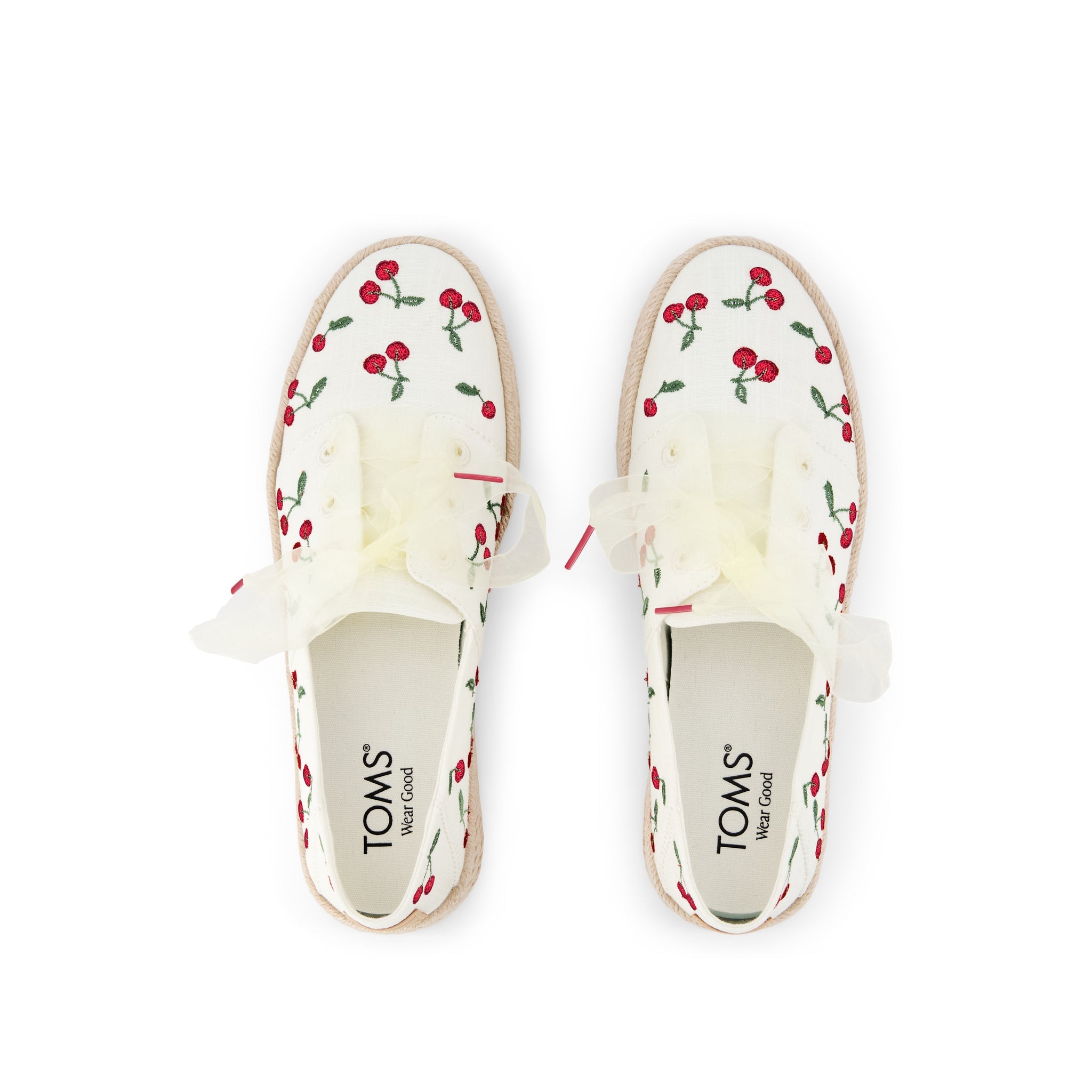 Womens Carolina Lace-Up Espadrille Cherry Embroidery - Image 7