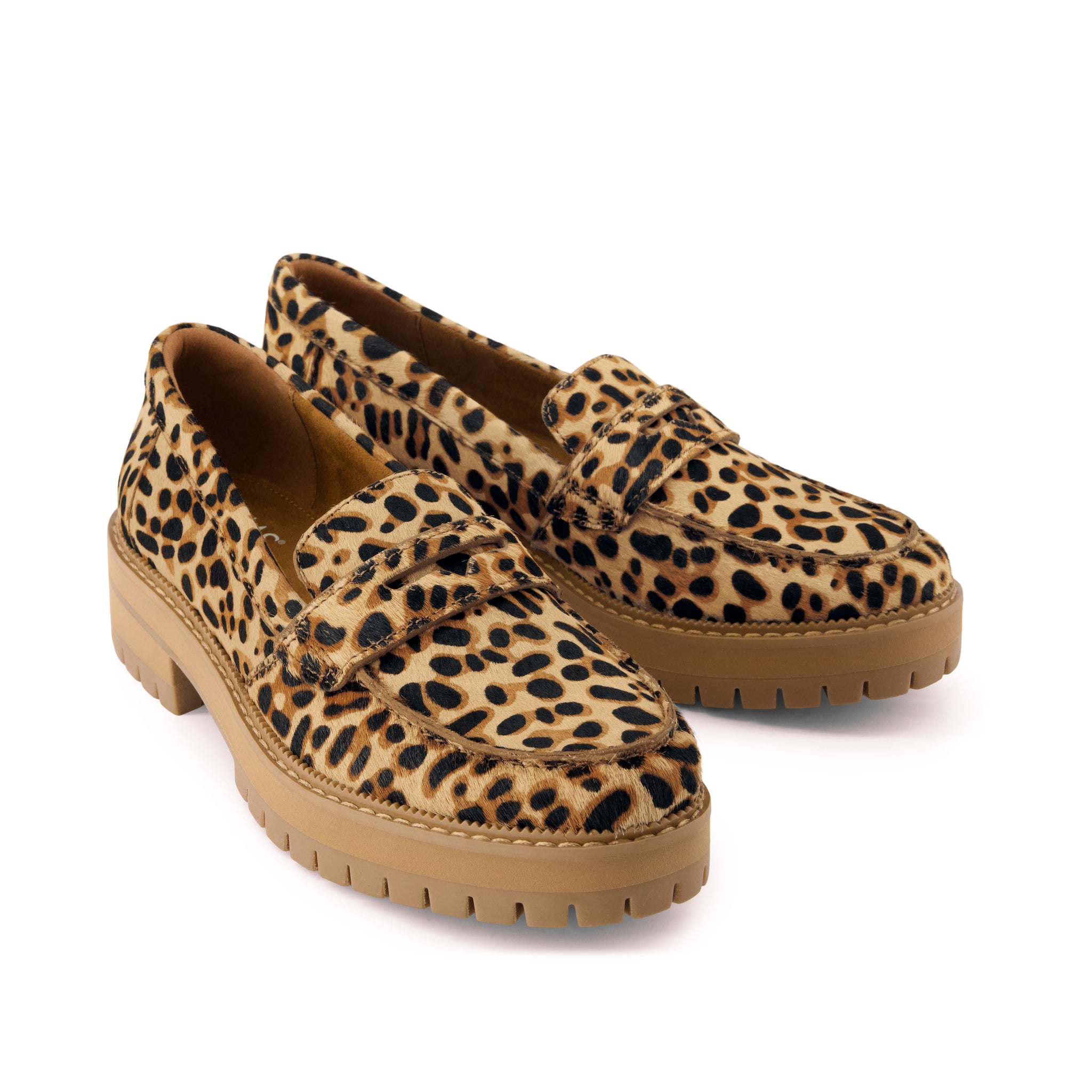 Womens Cara Loafer Brown Sugar Leopard Print Hair Leather - Image 3