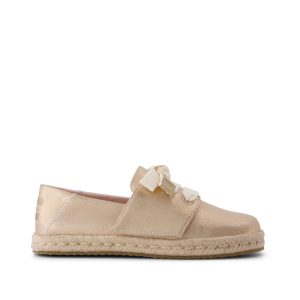 Carolina Lace-Up Kids Espadrille Seashell Metallic Faux Leather