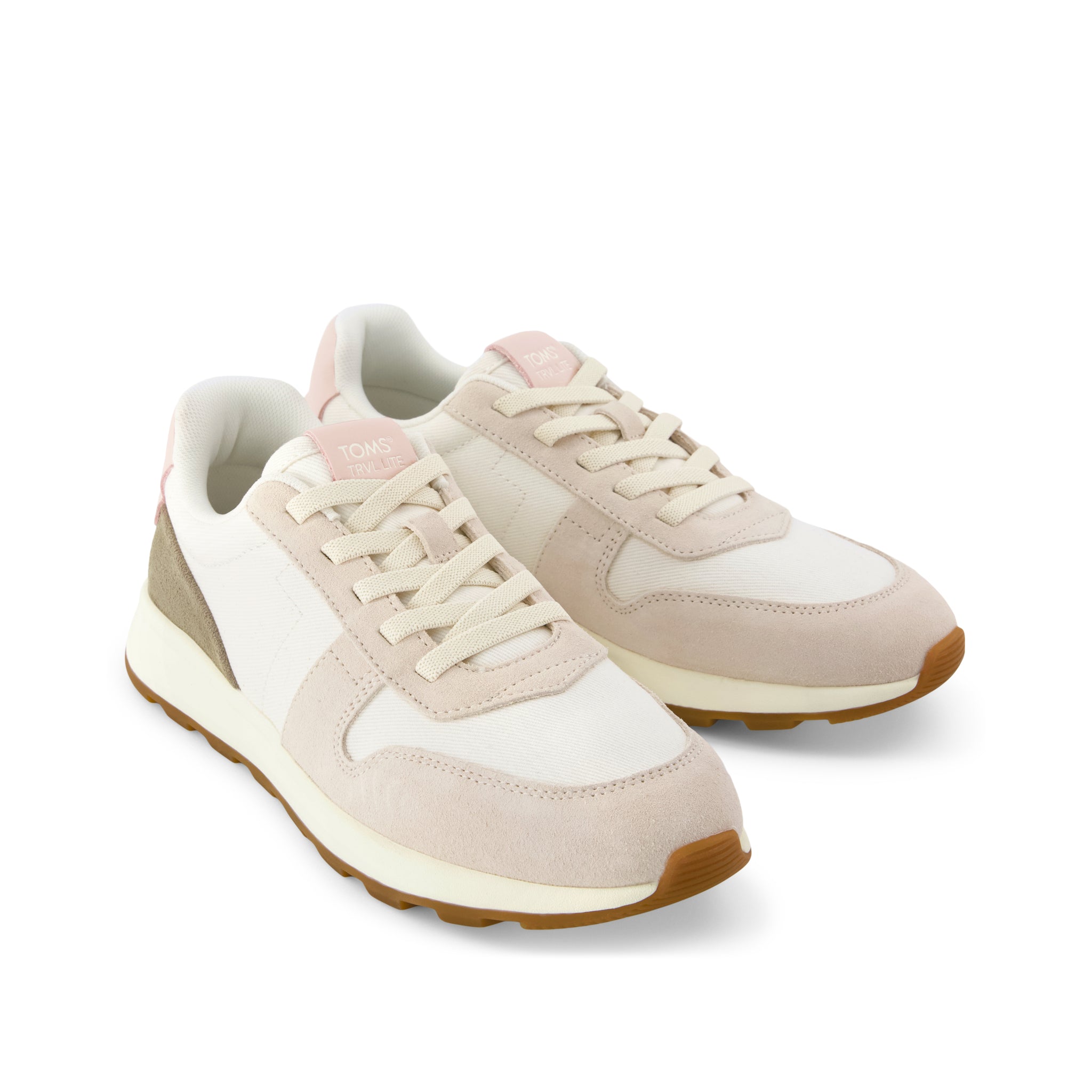 Womens TRVL LITE Retro Runner Sneaker Water Repellent Cream Vintage Twill - Image 3