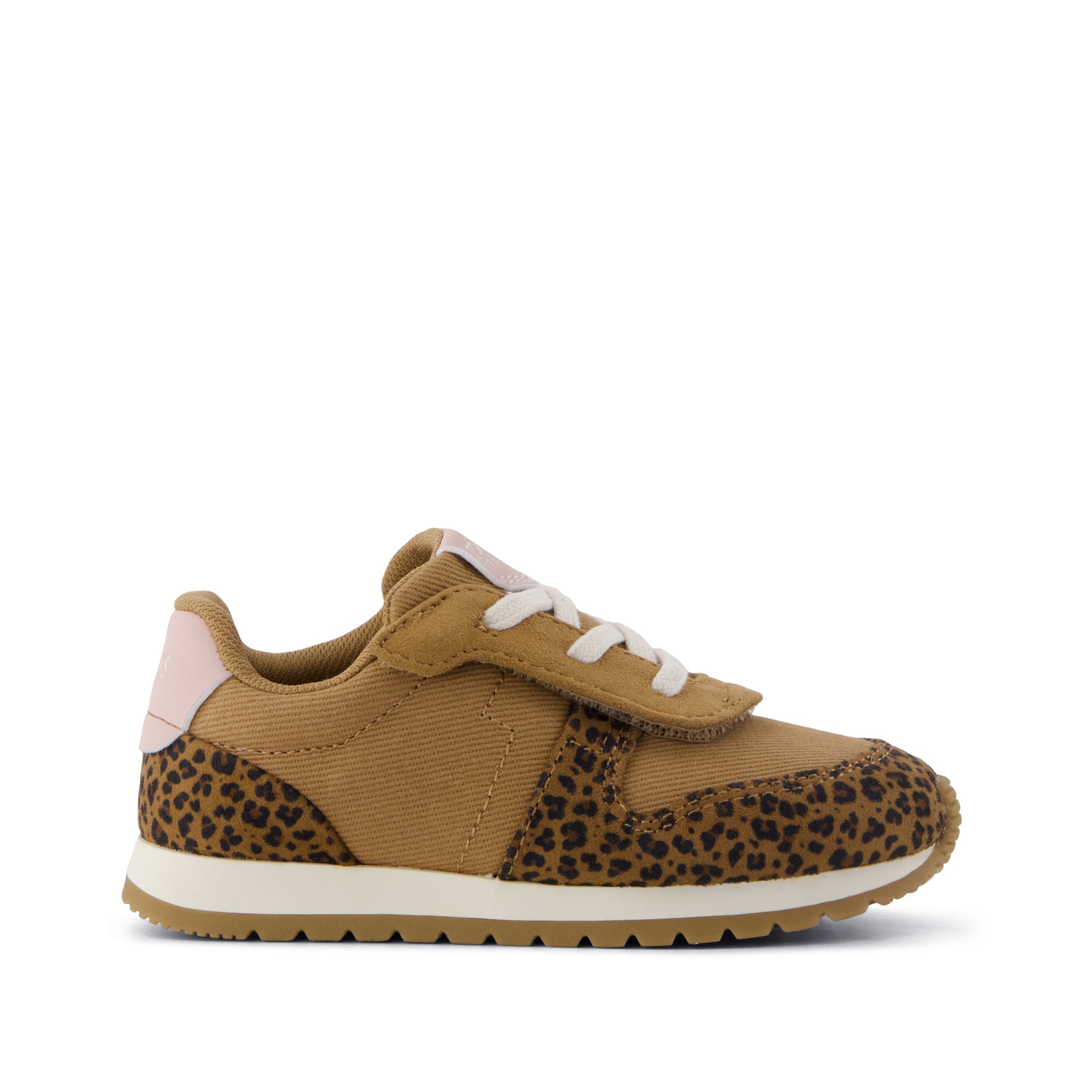 TRVL LITE Retro Runner Toddler Sneaker Water Repellent Toffee Leopard