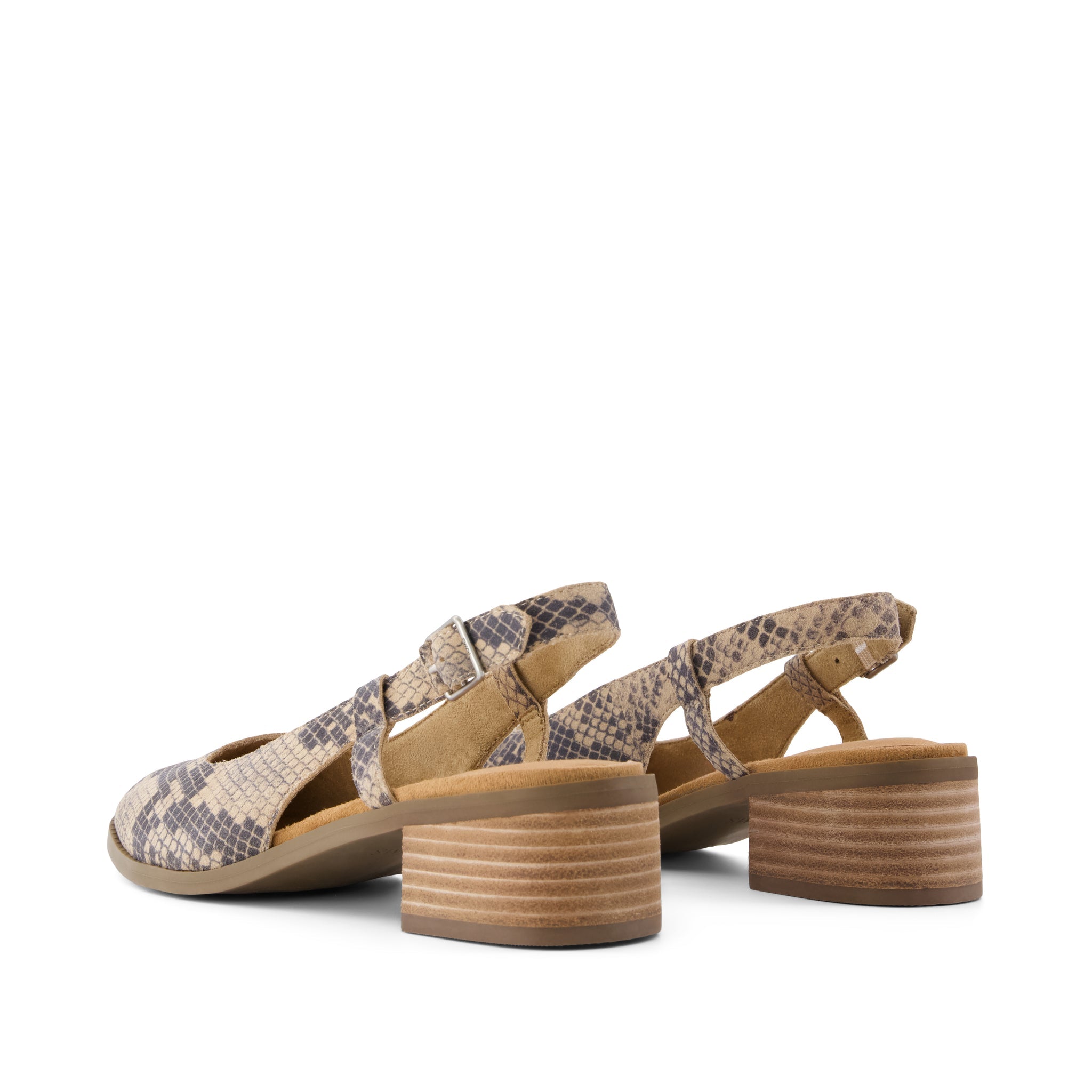 Womens Jaclyn Slingback Heel Taupe Snake Print Suede - Image 3