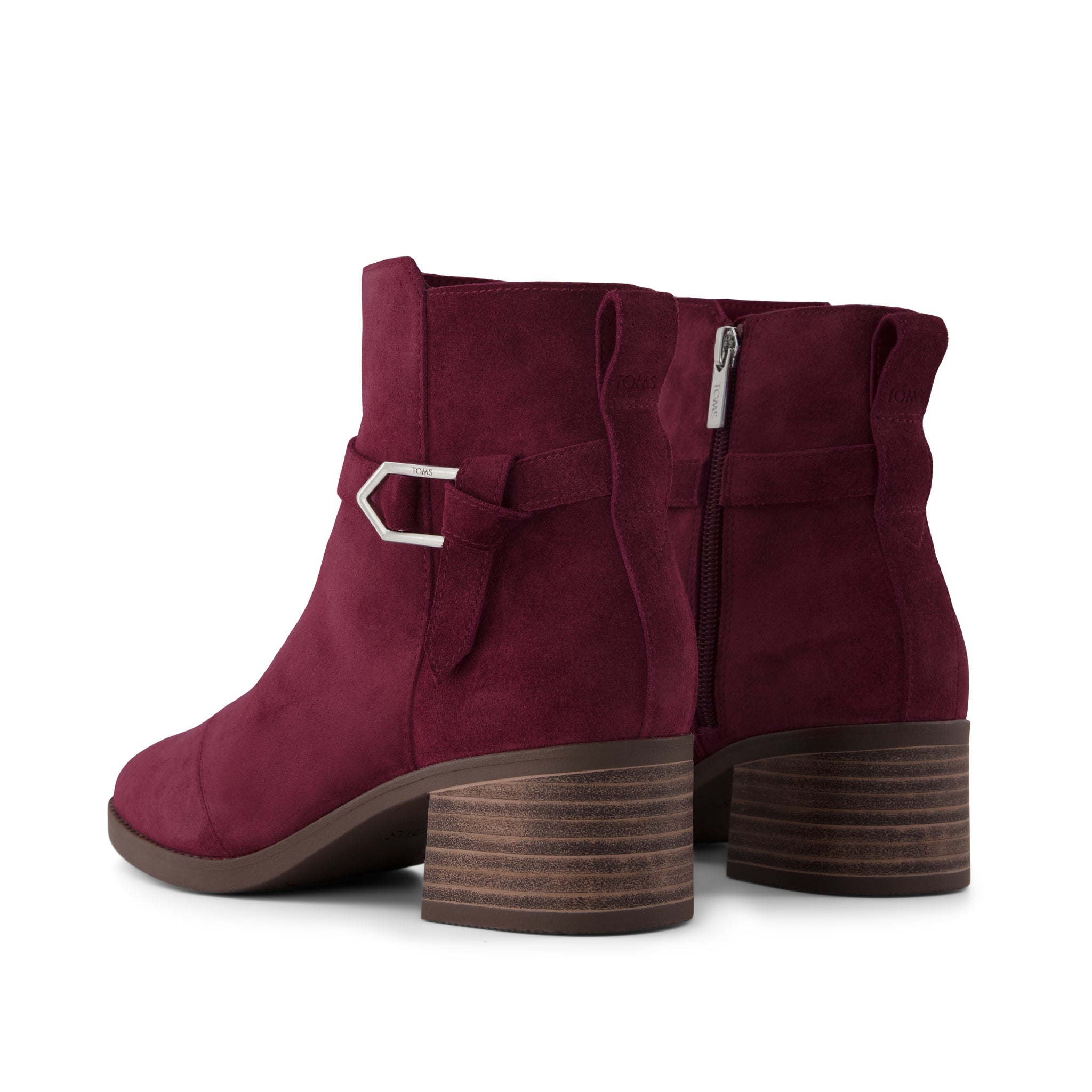 Womens Delilah Buckle Ankle Boot Dark Burgundy Suede - Image 4