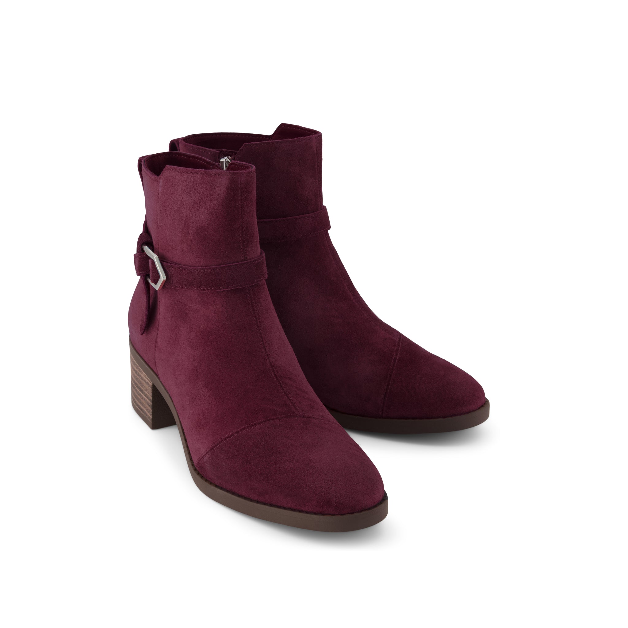 Womens Delilah Buckle Ankle Boot Dark Burgundy Suede - Image 3