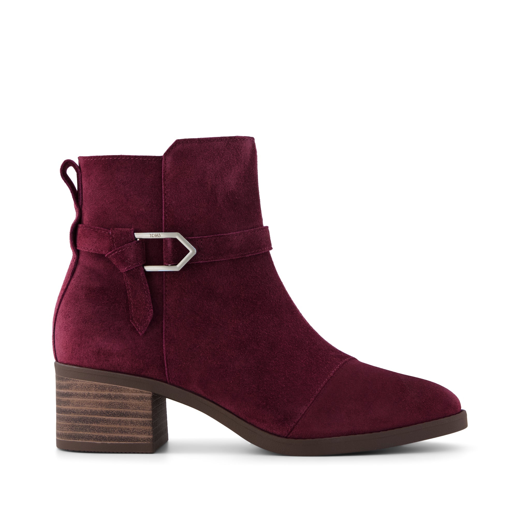 Womens Delilah Buckle Ankle Boot Dark Burgundy Suede