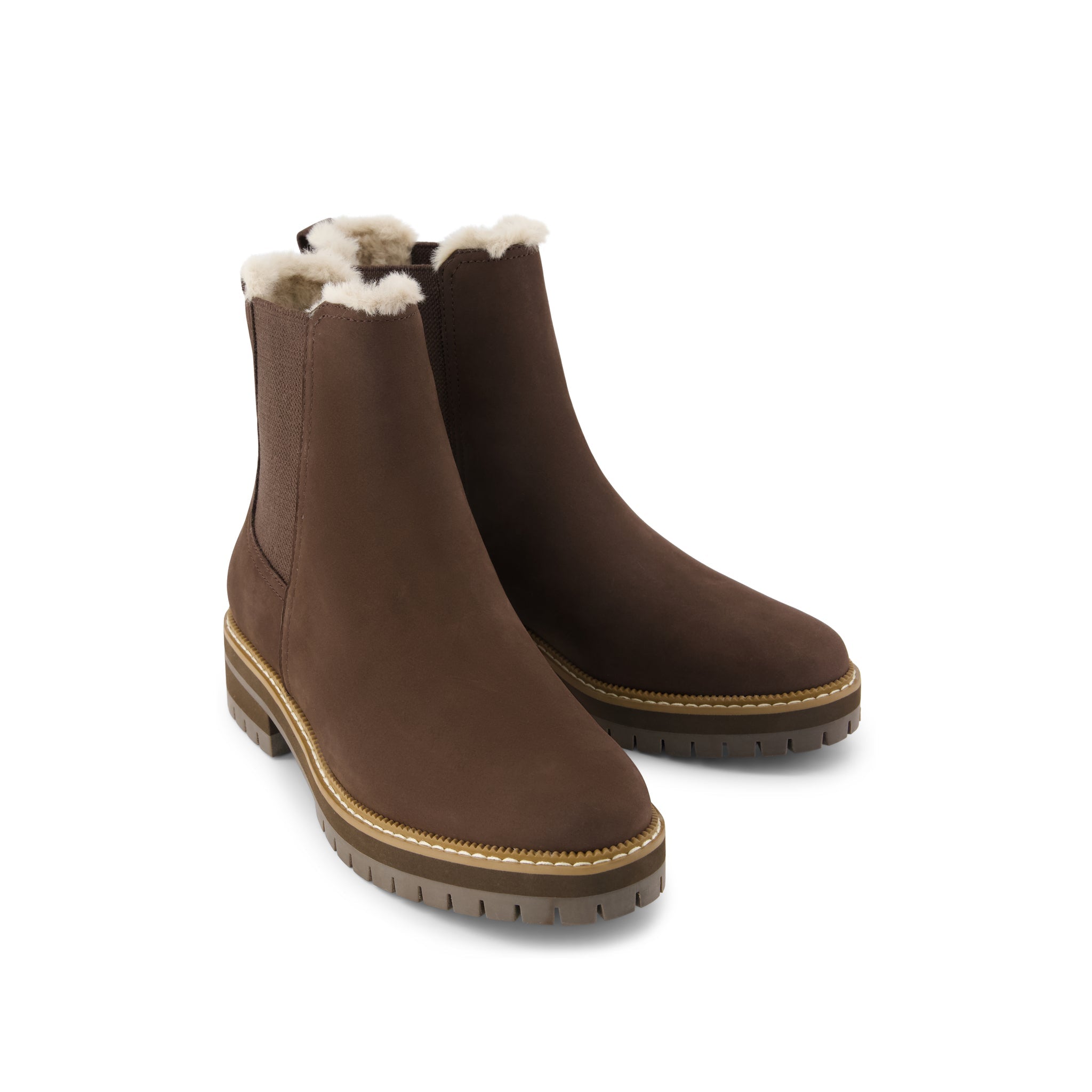 Womens Bennet Boot Water Resistant Chocolate Brown Nubuck Leather w/ Faux Fur - Image 2