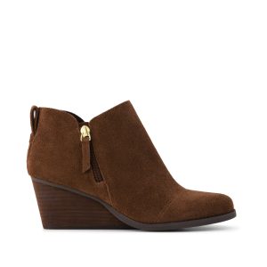 Womens Goldie Wedge Ankle Bootie Hot Cocoa Suede
