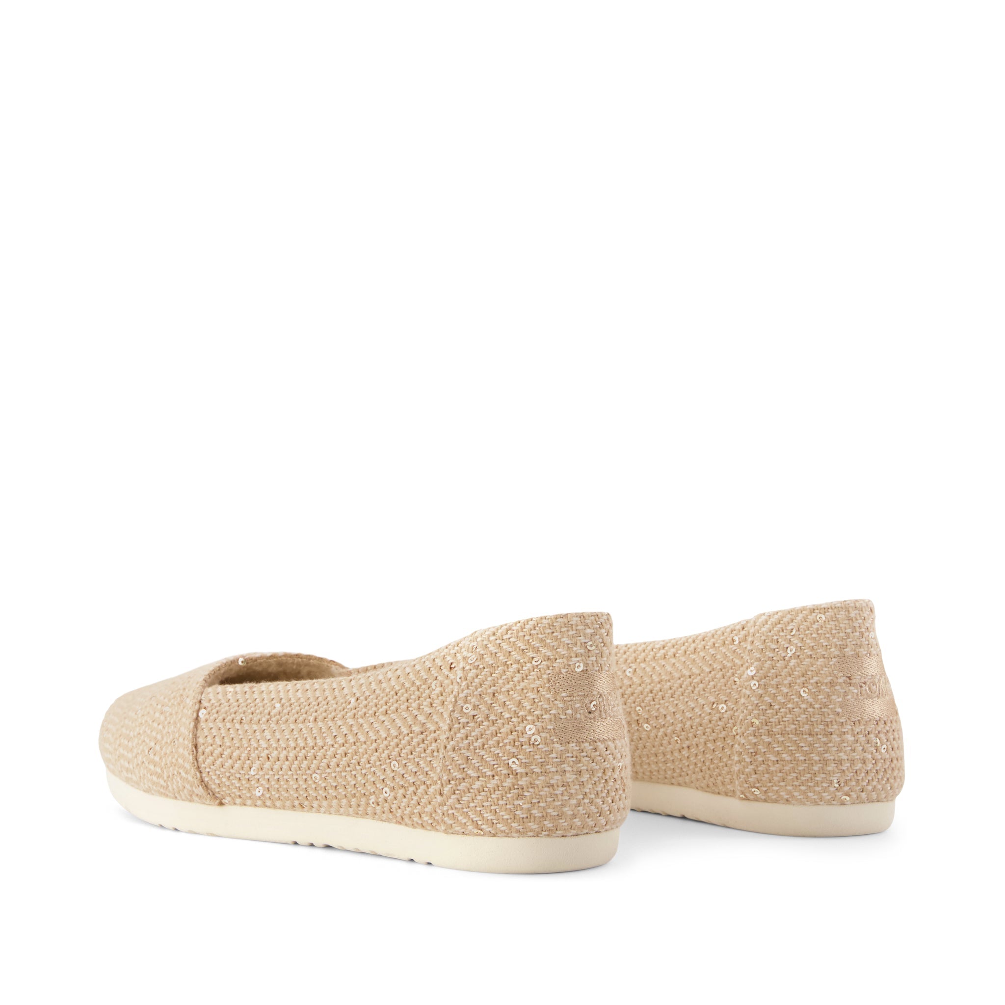 Womens Alpargata Ballet Flat Oatmeal Sequin Herringbone w/ Faux Shearling - Image 4