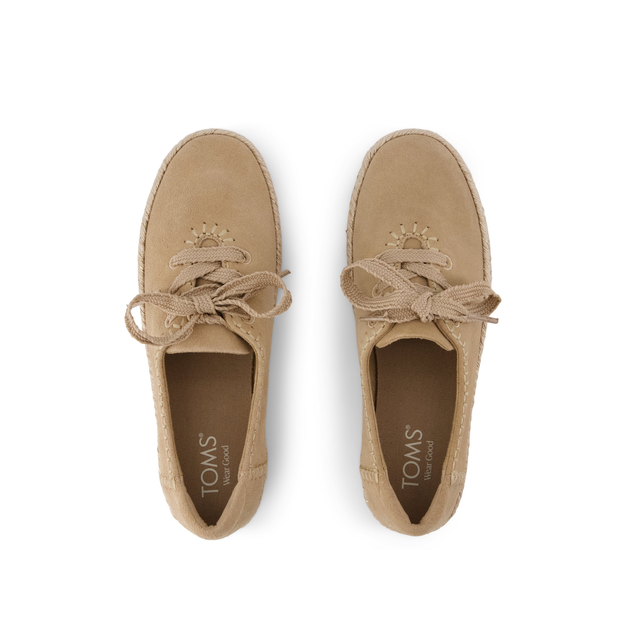 Womens Valencia Lace-Up Platform Espadrille Taupe Deco Stitch Suede - Image 6