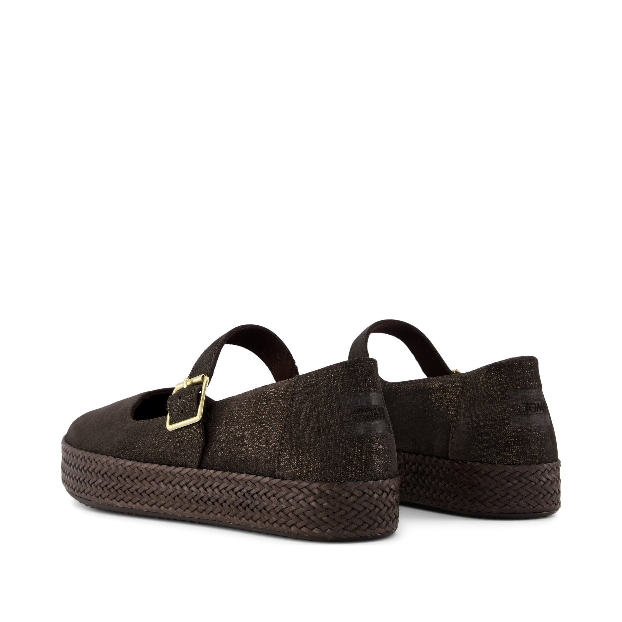 Womens Carolina Mary Jane Espadrille Metallic Chocolate Brown Crosshatch Suede - Image 4