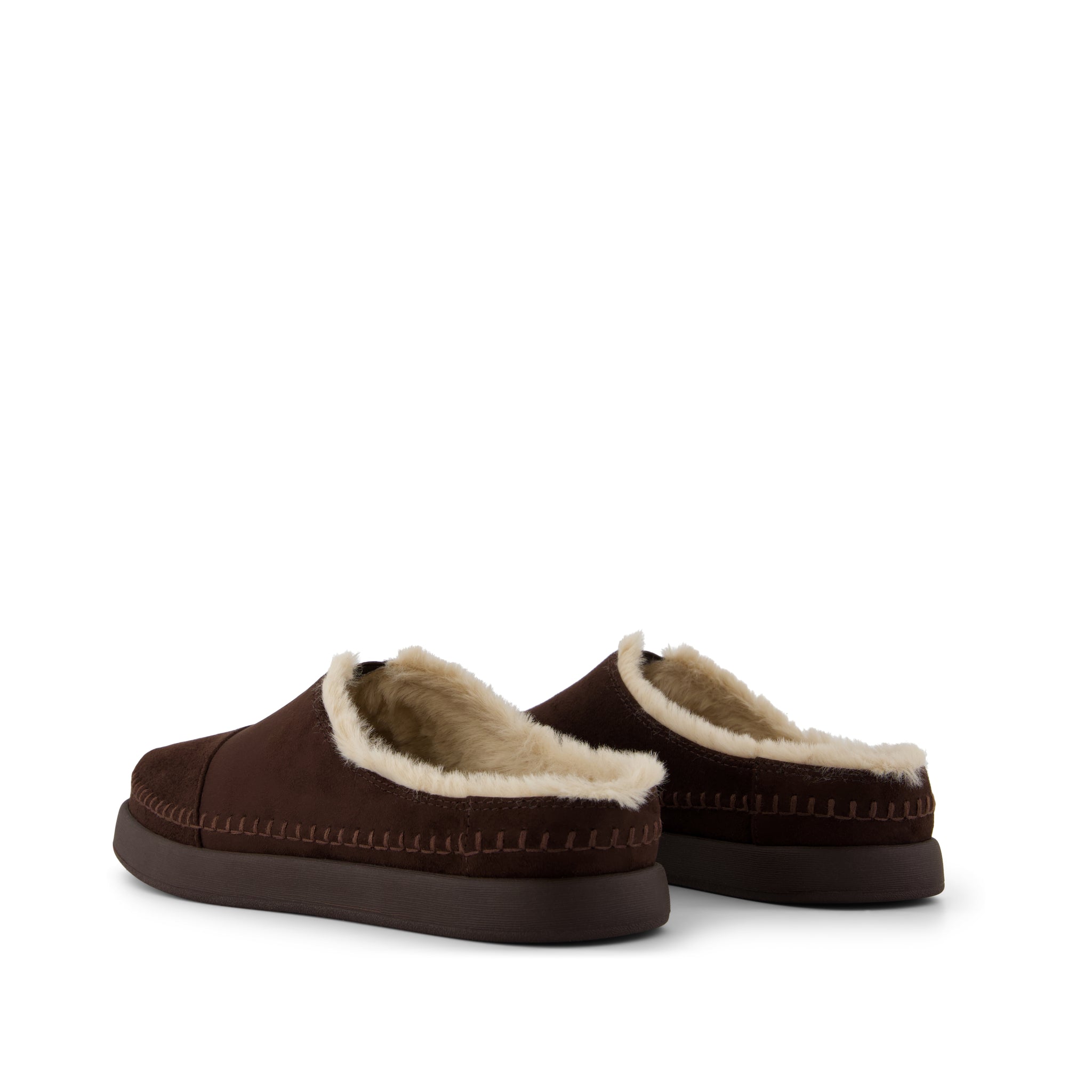 Womens Alpargata Ease Mule Chocolate Brown Microsuede w/ Faux Fur - Image 4