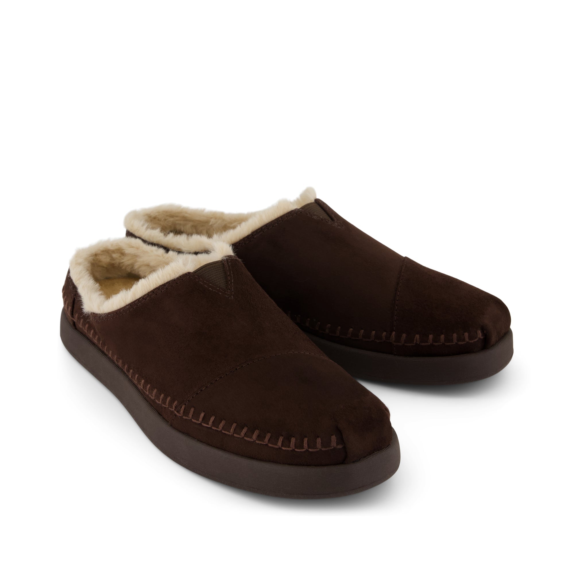 Womens Alpargata Ease Mule Chocolate Brown Microsuede w/ Faux Fur - Image 3