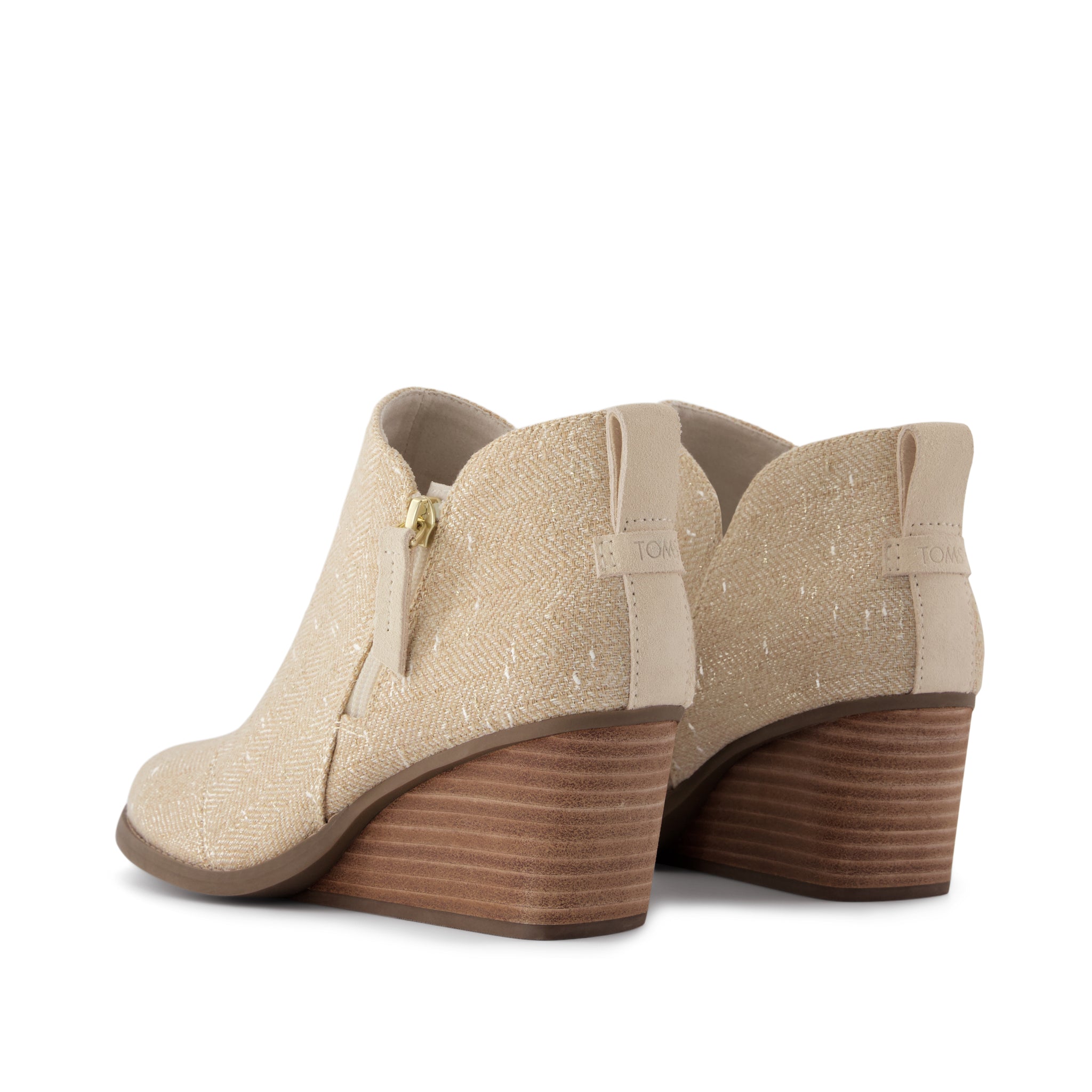 Womens Goldie Wedge Ankle Bootie Natural Slubby Metallic Twill - Image 4