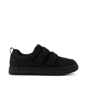 Cruz Double Strap Kids Sneaker Black Microsuede