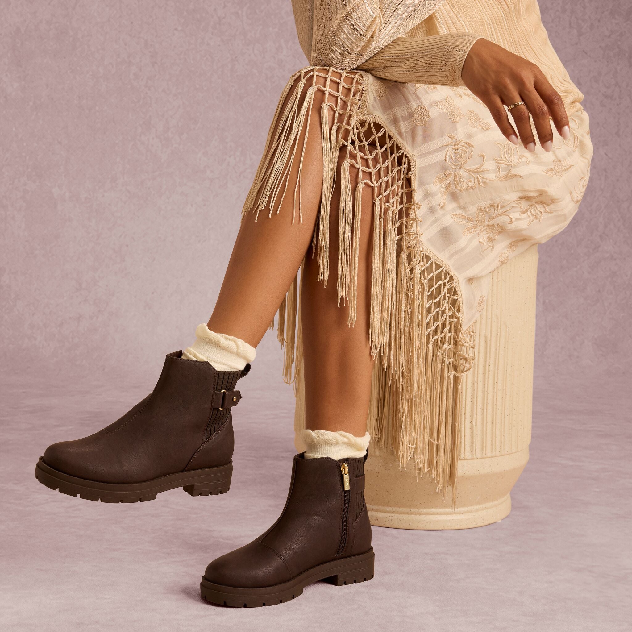 Womens Astrid Boot Water Repellent Chocolate Brown Faux Leather - Image 2