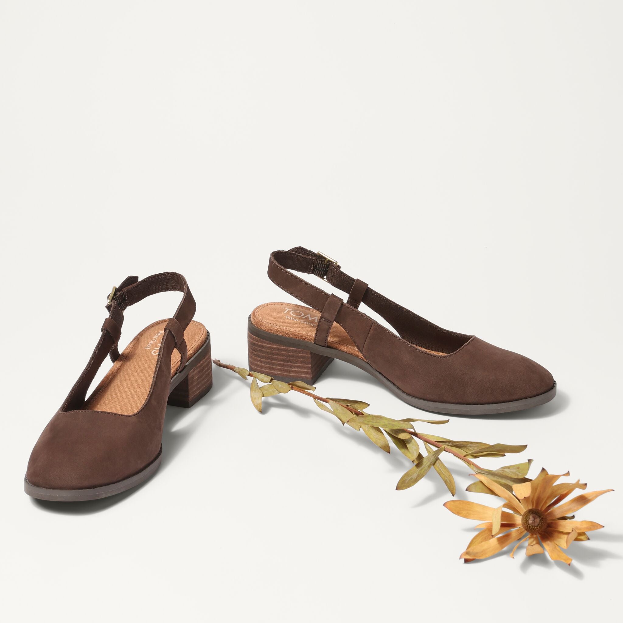 Womens Jaclyn Slingback Heel Chocolate Brown Nubuck Leather - Image 2